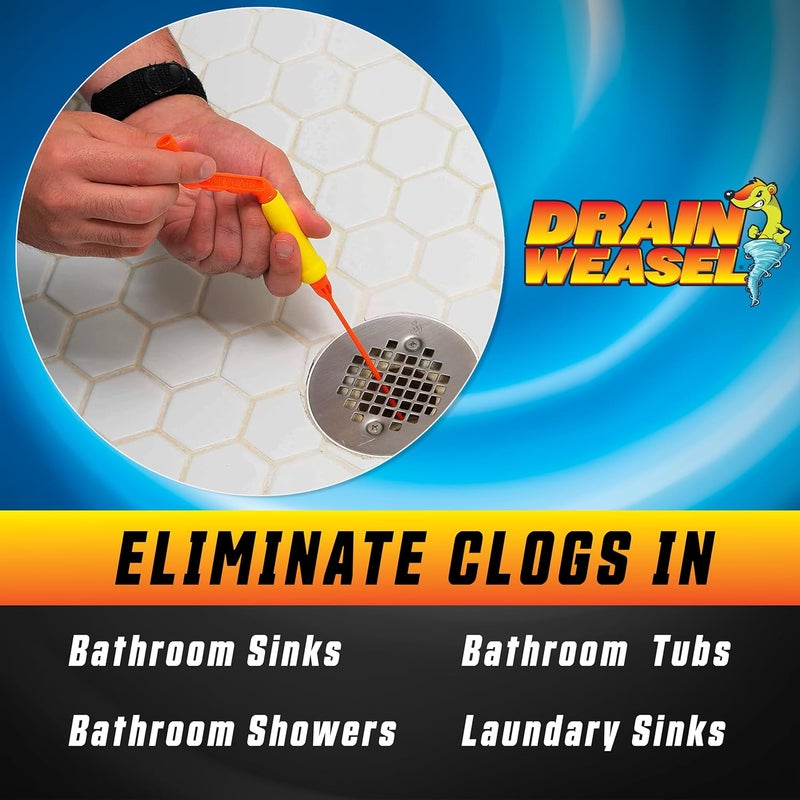 FlexiSnake Drain Weasel Sink Snake Hair Clog Remover Tool, Sink, Pipe, Bathroom, Bathtub Drain Cleaner, 18-inch Long, Flexible, Made in The USA, 10 Pack Wand Refills and Removable Handle - Image 3